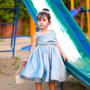 Sky Blue Pearl Princess Gown