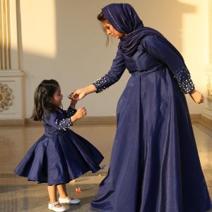 Raw Silk Gown Blue