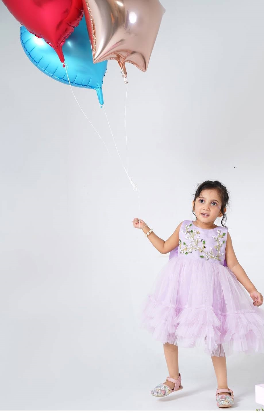 Lavender Floral Tulle Party Dress - Image 2