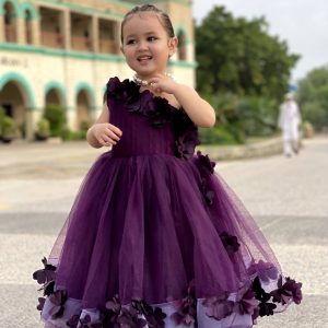 Deep Purple Floral Tulle Gown