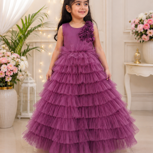 Royal Plum Ruffle Gown