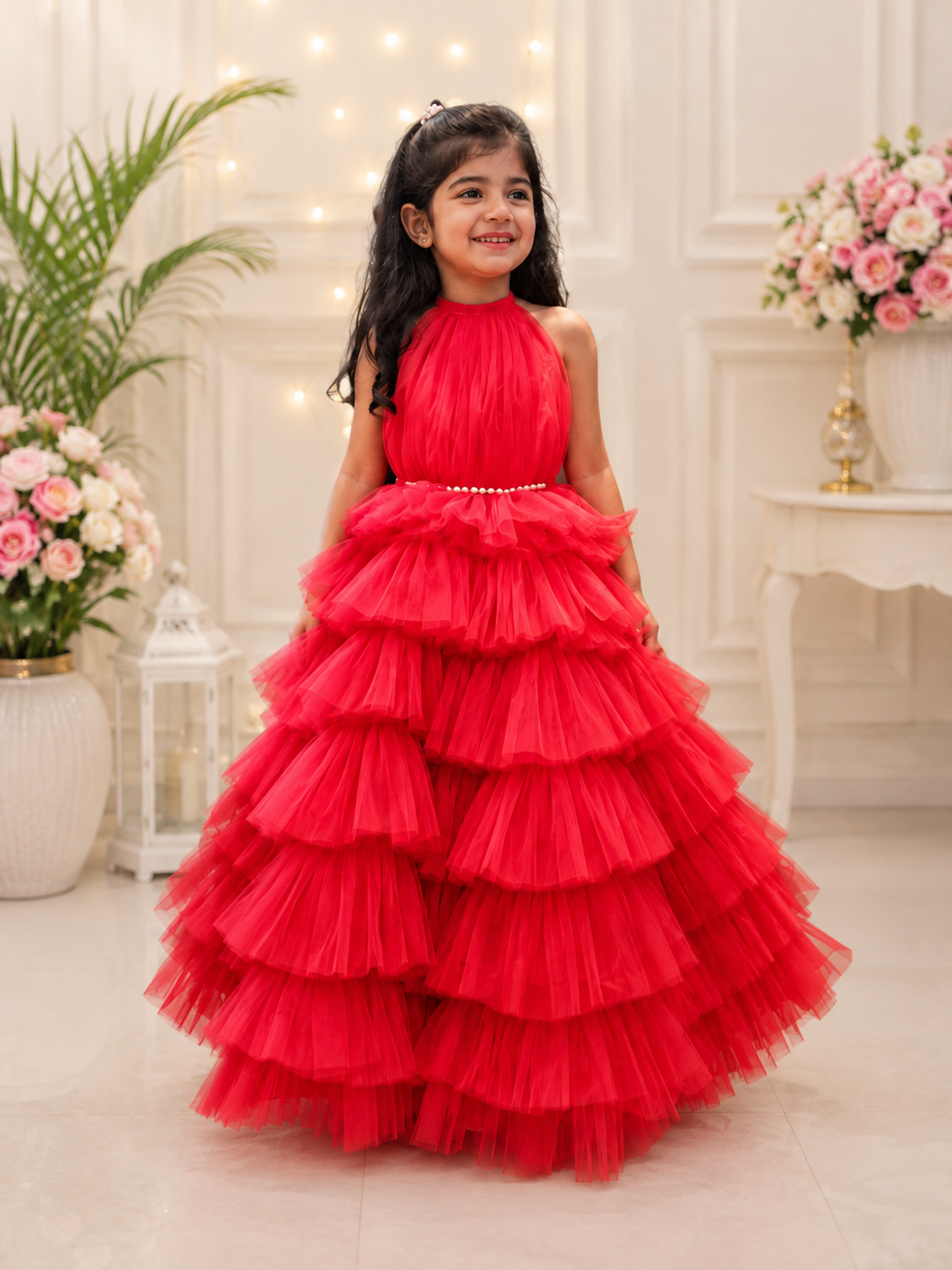 Scarlet Pink Princess Tulle Gown