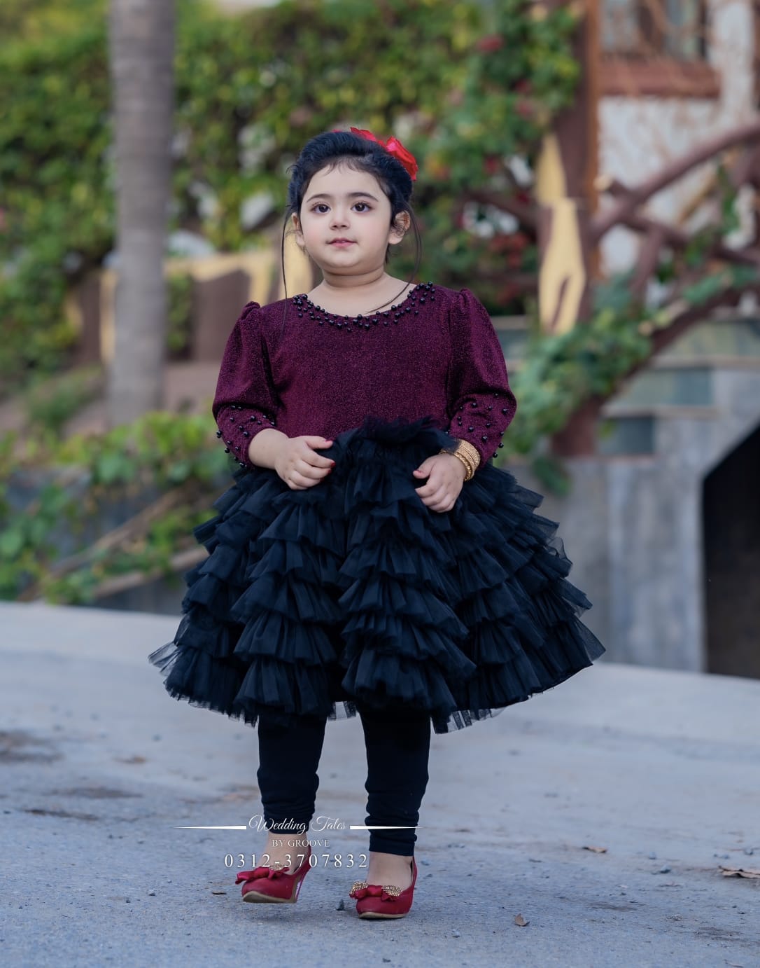Burgundy Ruffle Frock