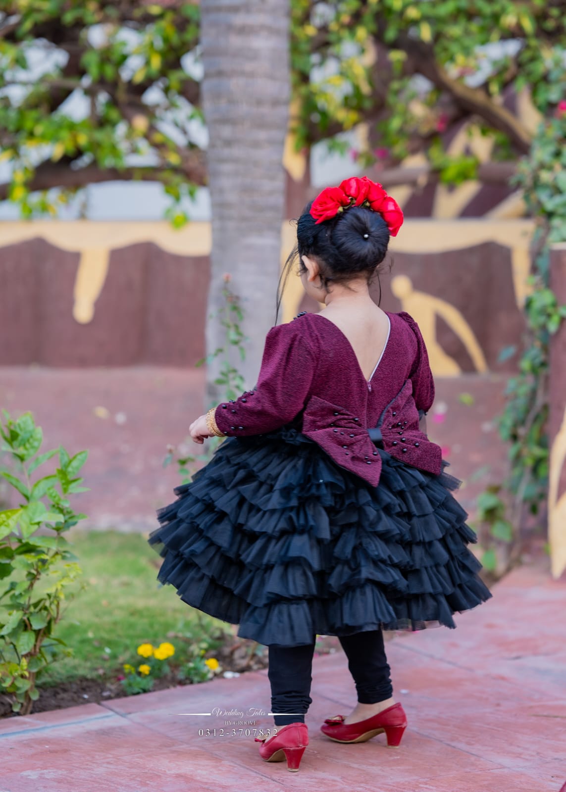 Burgundy Ruffle Frock - Image 2